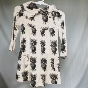 Long sleeve lounge dress Pineapples by Kate Quinn 2T soft bamboo baby girl